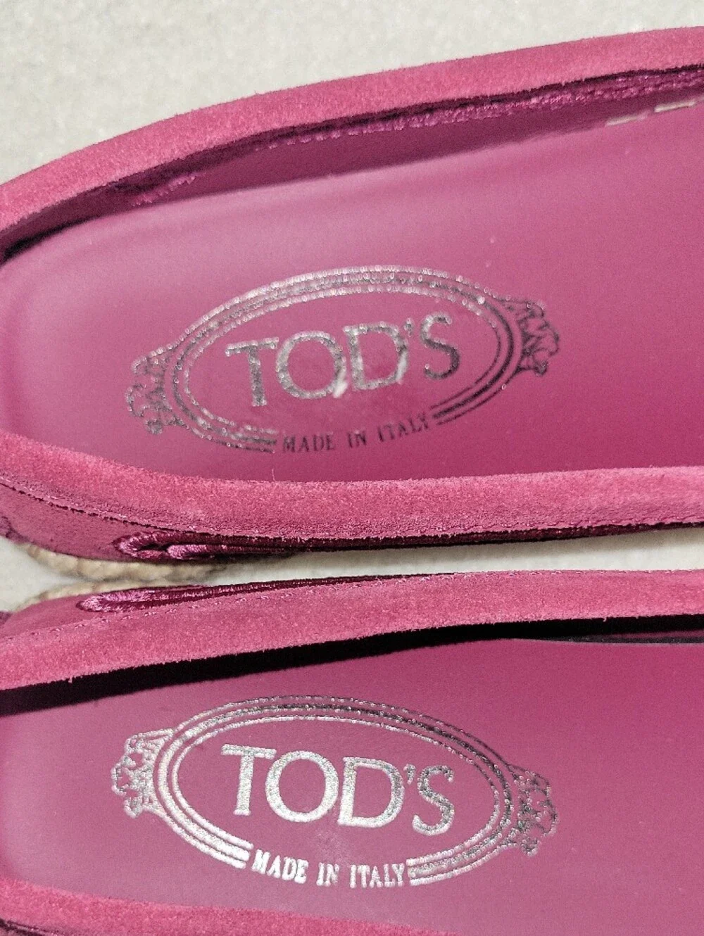TOD'S Pink Suede Espadrille   Tassel Loafers